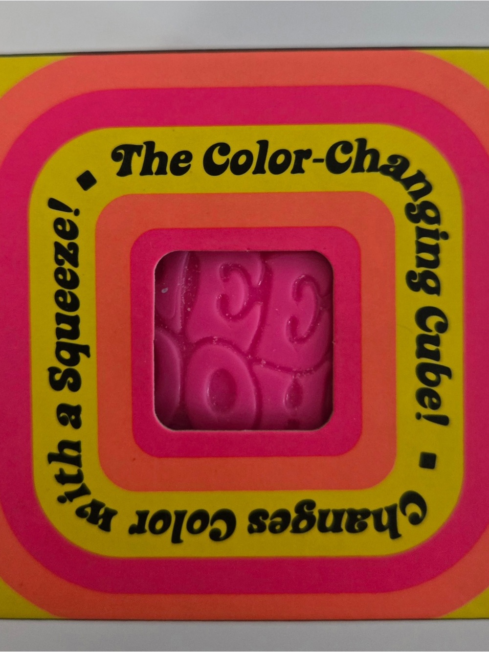 Color-Changing Pink Cube Stress Toy - Squeeze to Change Color